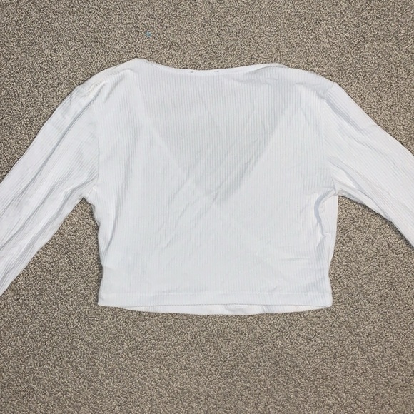 Long Sleeve White Dynamite Crop Top - Picture 2 of 2